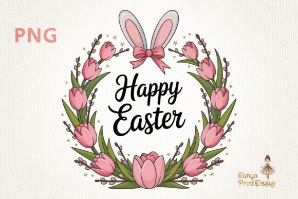 Download Easter Wreath Bunny Ears Clipart PNG - Premium Resources